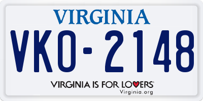VA license plate VKO2148