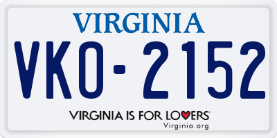 VA license plate VKO2152