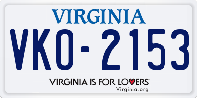 VA license plate VKO2153