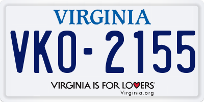 VA license plate VKO2155