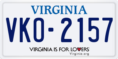 VA license plate VKO2157