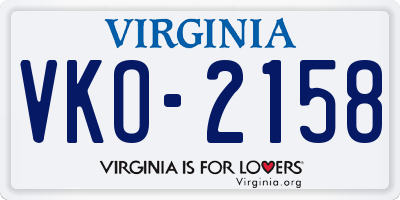 VA license plate VKO2158