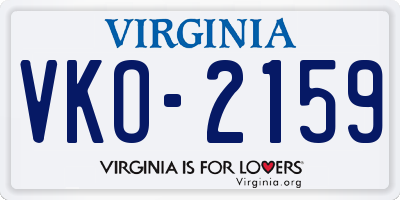VA license plate VKO2159