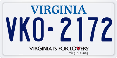 VA license plate VKO2172