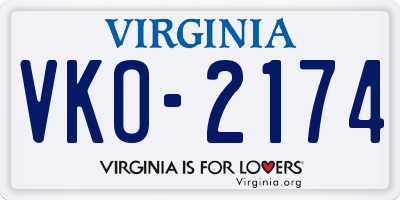 VA license plate VKO2174