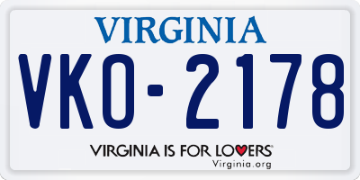 VA license plate VKO2178
