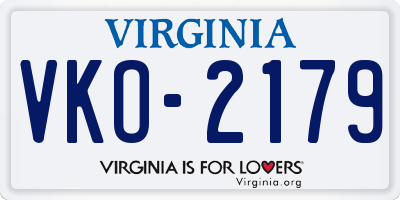 VA license plate VKO2179