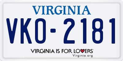VA license plate VKO2181