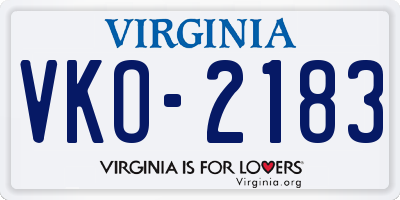 VA license plate VKO2183