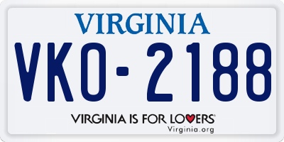 VA license plate VKO2188