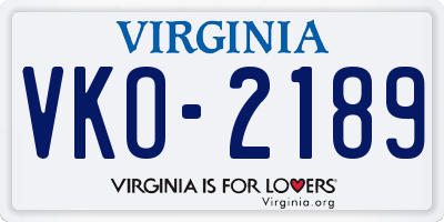 VA license plate VKO2189