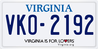 VA license plate VKO2192