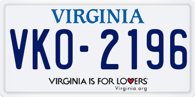 VA license plate VKO2196