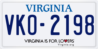 VA license plate VKO2198