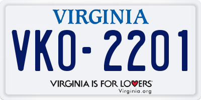 VA license plate VKO2201