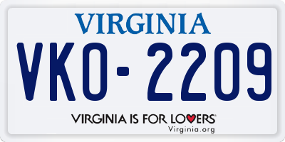 VA license plate VKO2209