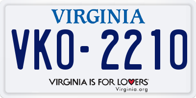 VA license plate VKO2210