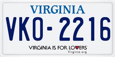 VA license plate VKO2216