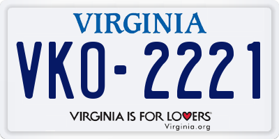 VA license plate VKO2221