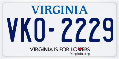 VA license plate VKO2229