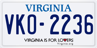 VA license plate VKO2236