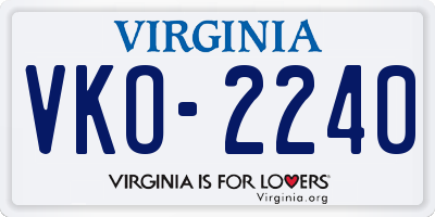 VA license plate VKO2240