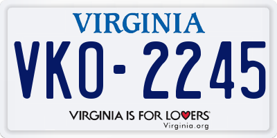 VA license plate VKO2245