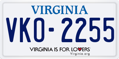 VA license plate VKO2255