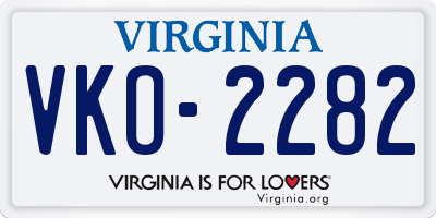 VA license plate VKO2282