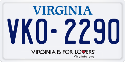 VA license plate VKO2290