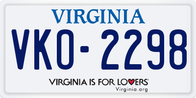 VA license plate VKO2298