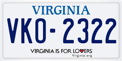 VA license plate VKO2322