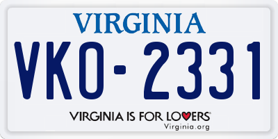 VA license plate VKO2331