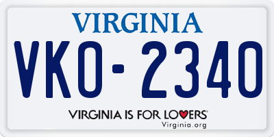 VA license plate VKO2340