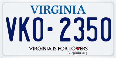 VA license plate VKO2350