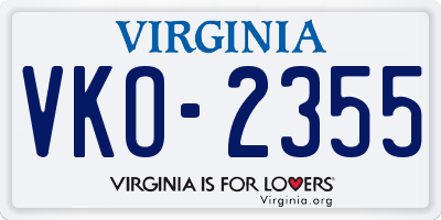 VA license plate VKO2355
