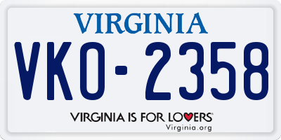 VA license plate VKO2358