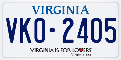 VA license plate VKO2405