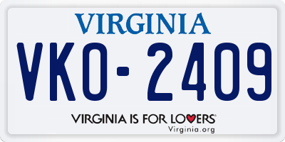 VA license plate VKO2409
