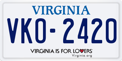 VA license plate VKO2420