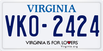 VA license plate VKO2424
