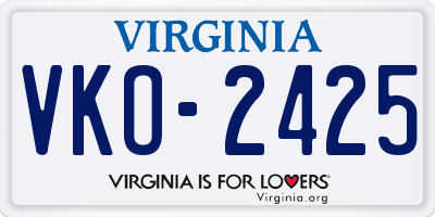 VA license plate VKO2425