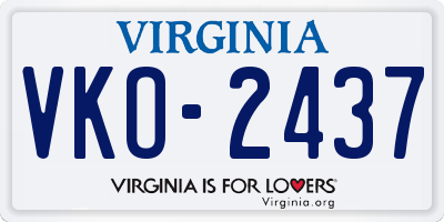 VA license plate VKO2437