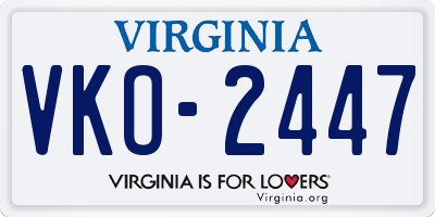 VA license plate VKO2447