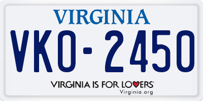 VA license plate VKO2450
