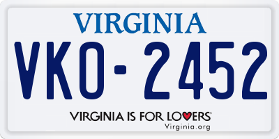 VA license plate VKO2452
