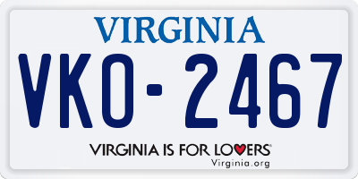 VA license plate VKO2467