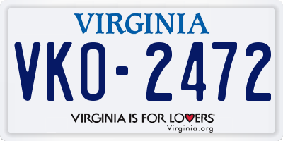 VA license plate VKO2472