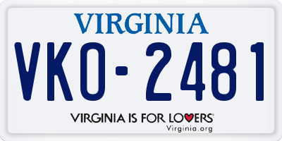 VA license plate VKO2481