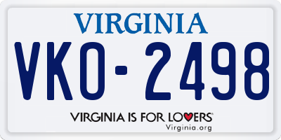 VA license plate VKO2498